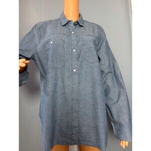 NWT Gap 1969 Women’s XL Denim Chambray Button Down Shirt Polka Dot Blue Soft LS